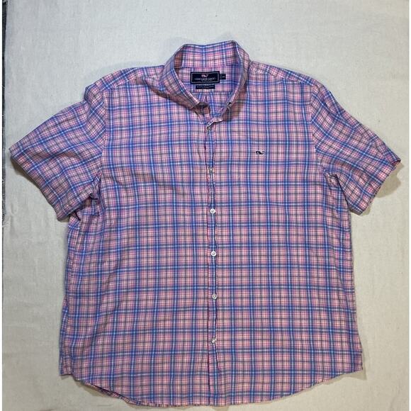 Vineyard Vines Button Down Shirt Mens 2XL Blue Classic Fit Murray Plaid Collared - Picture 1 of 3